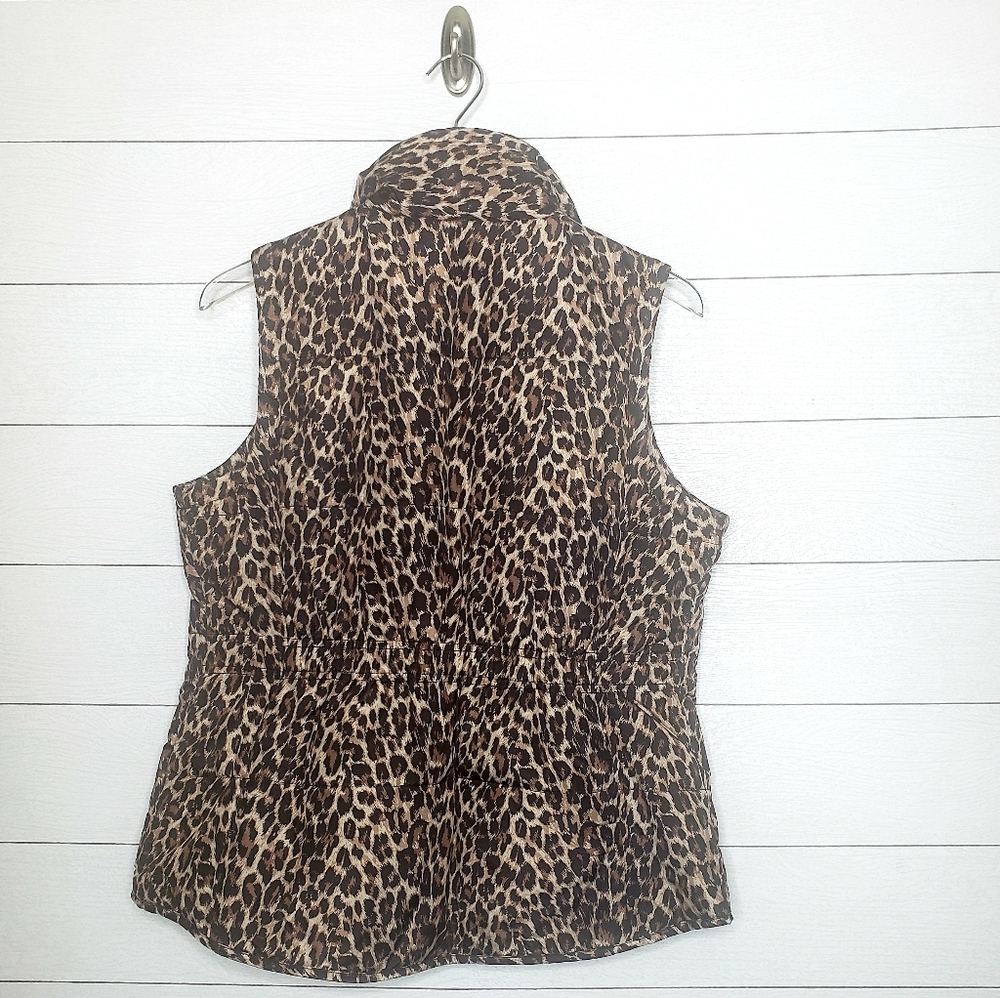 Style & Co Leopard Print Zipper & Snap Button Vest - image 2